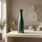 Ahenk Collection Petalia Metallic Petrol Green Handmade Ceramic Short Bottle Vase Ahenk Collection