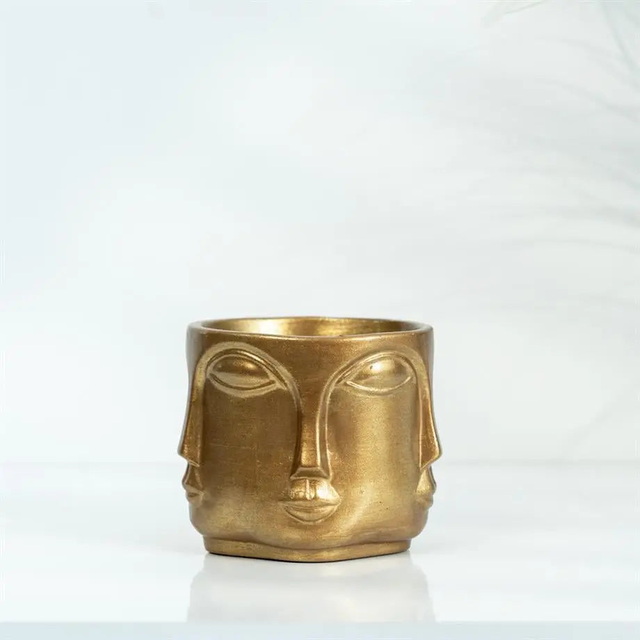 Adler Mini Gold Sculptural Face Planter Decorative Polyester Succulent and Flower Pot Dea'rt İstanbul