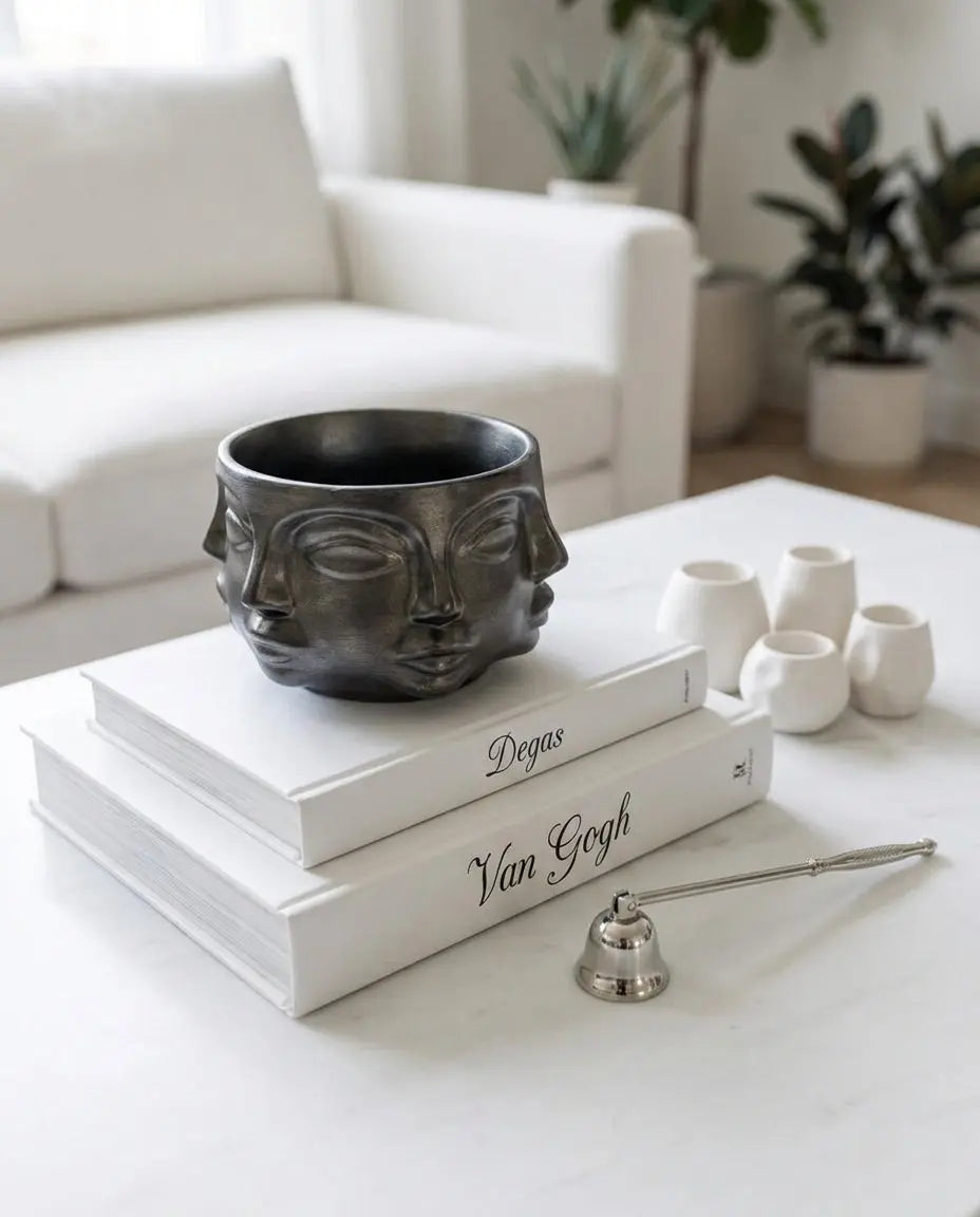 Adler Metallic Black Sculptural Face Planter Decorative Polyester Succulent and Flower Pot Dea'rt İstanbul