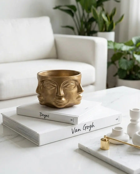 Adler Gold Sculptural Face Planter Decorative Polyester Succulent and Flower Pot Dea'rt İstanbul