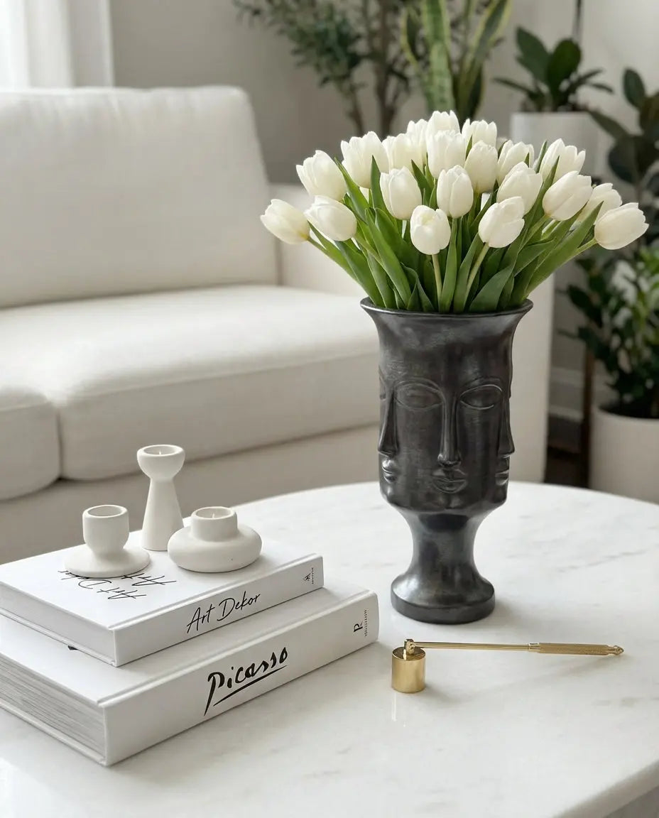 Adler Nocturne Handmade Tall Sculptural Vase Satin Metallic Black Dea'rt İstanbul