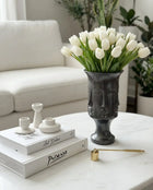 Adler Nocturne Handmade Tall Sculptural Vase Satin Metallic Black Dea'rt İstanbul