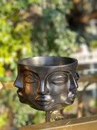Adler Metallic Black Sculptural Face Planter Decorative Polyester Succulent and Flower Pot Dea'rt İstanbul