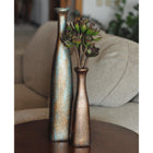Bakırdan Koleksiyon Collection Luminara Petrol Green Bronze Copper Glimmer Dual Bottle Vase Set Bakırdan Collection
