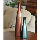 Ahenk Collection Handmade Ceramic Dual Bottle Vase Set with Bronze Petrol Glow Ahenk Collection