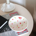 Amora Ribbon Hearts Hand-Painted Ceramic Trinket Bowl Jewelry Dish Dea'rt İstanbul