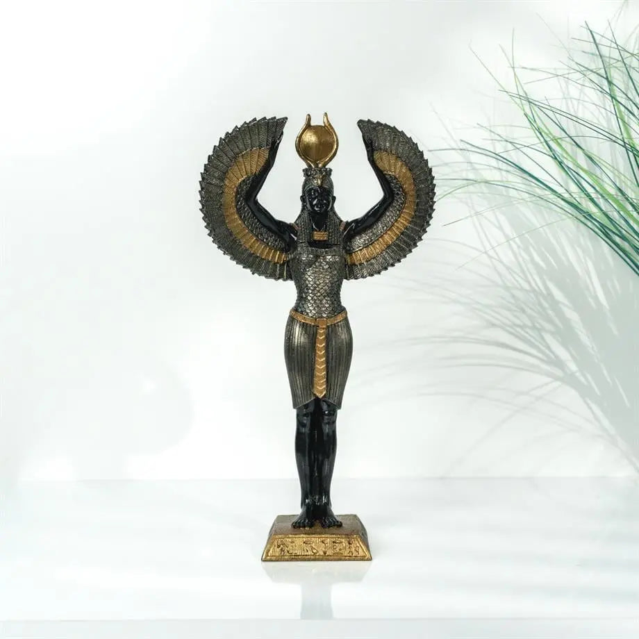 Isis Egyptian Goddess Object Polyester Handmade Black Anthracite Gold 33cm Dea'rt İstanbul