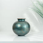 Bakırdan Series Verdantia Green Copper Glow Cube Vase Handmade Ceramic Bakırdan Collection