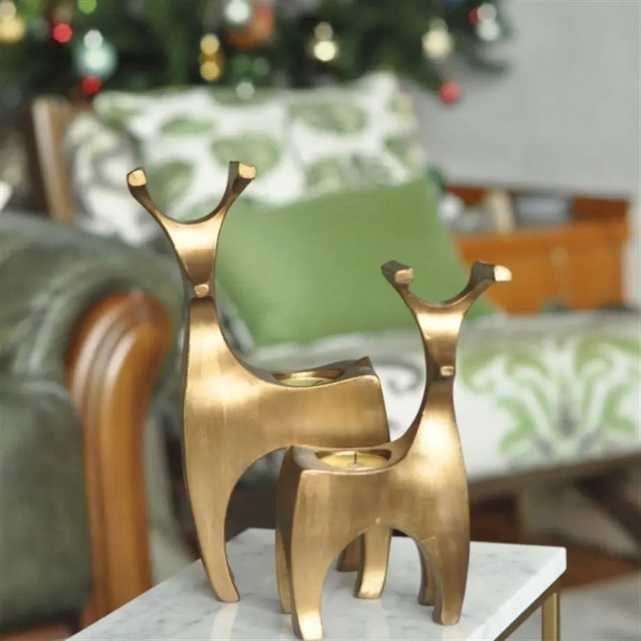 Aurora Reindeer Glow Handmade Premium Tealight Candleholder Duo Dea'rt İstanbul