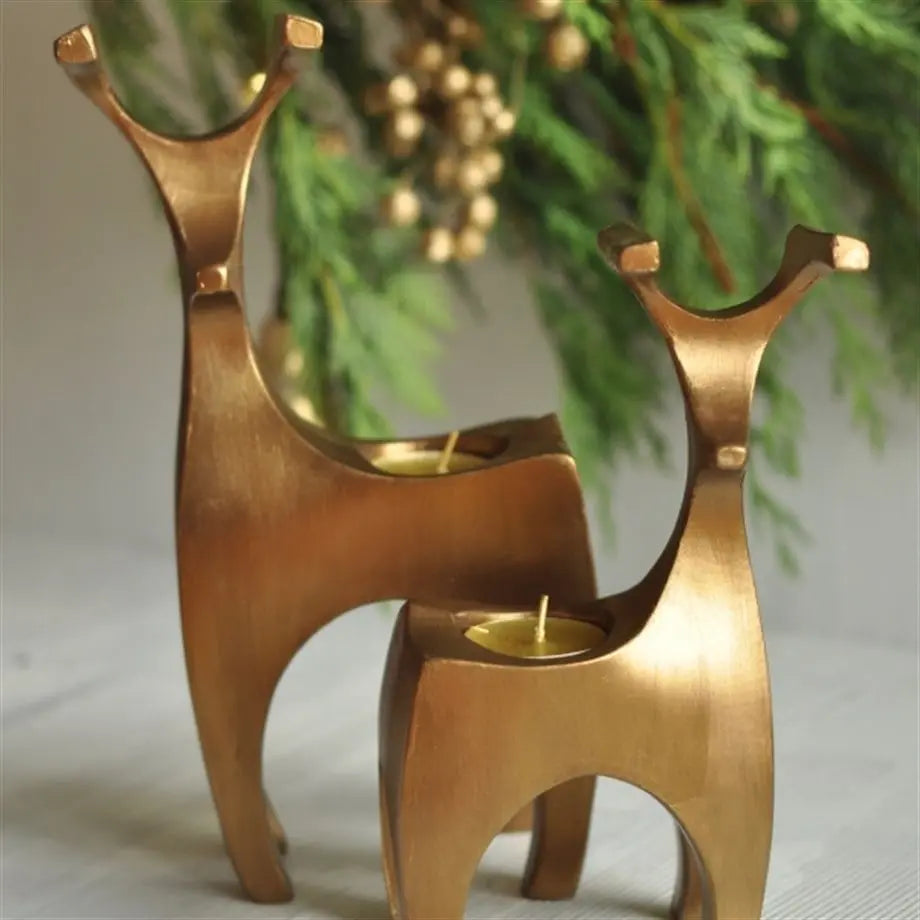 Aurora Reindeer Glow Handmade Premium Tealight Candleholder Duo Dea'rt İstanbul