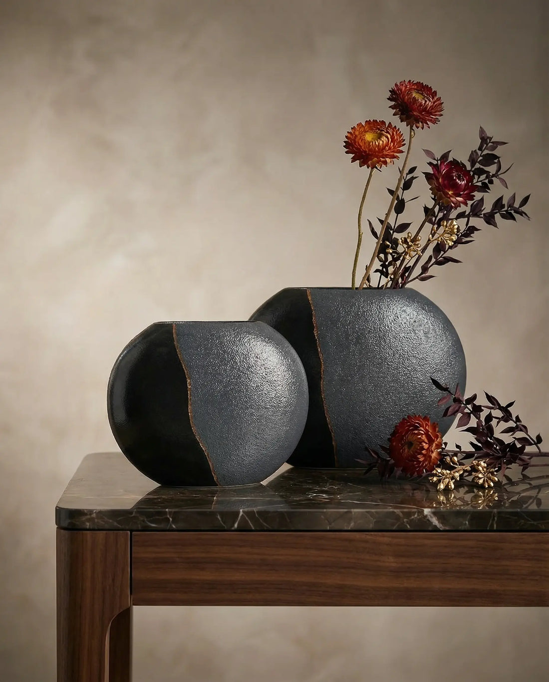 Bakırdan Collection Trace Handmade Minimal Vase Duo with Copper Line Bakırdan Collection