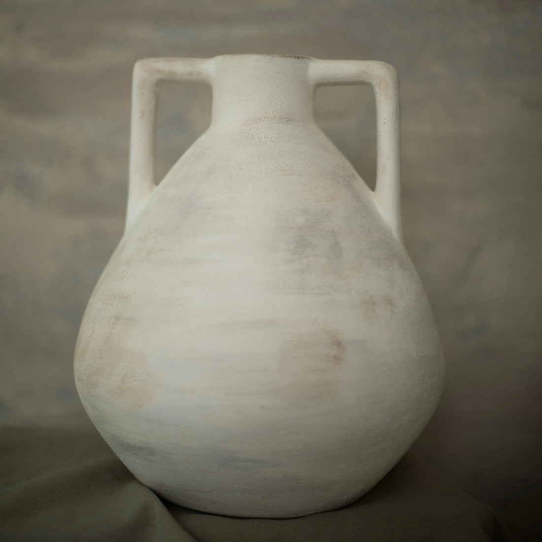 Boho Collection Aegean Heirloom Handmade Amphora Decorative Vase Off White Sand Clay Ceramic Boho Collection