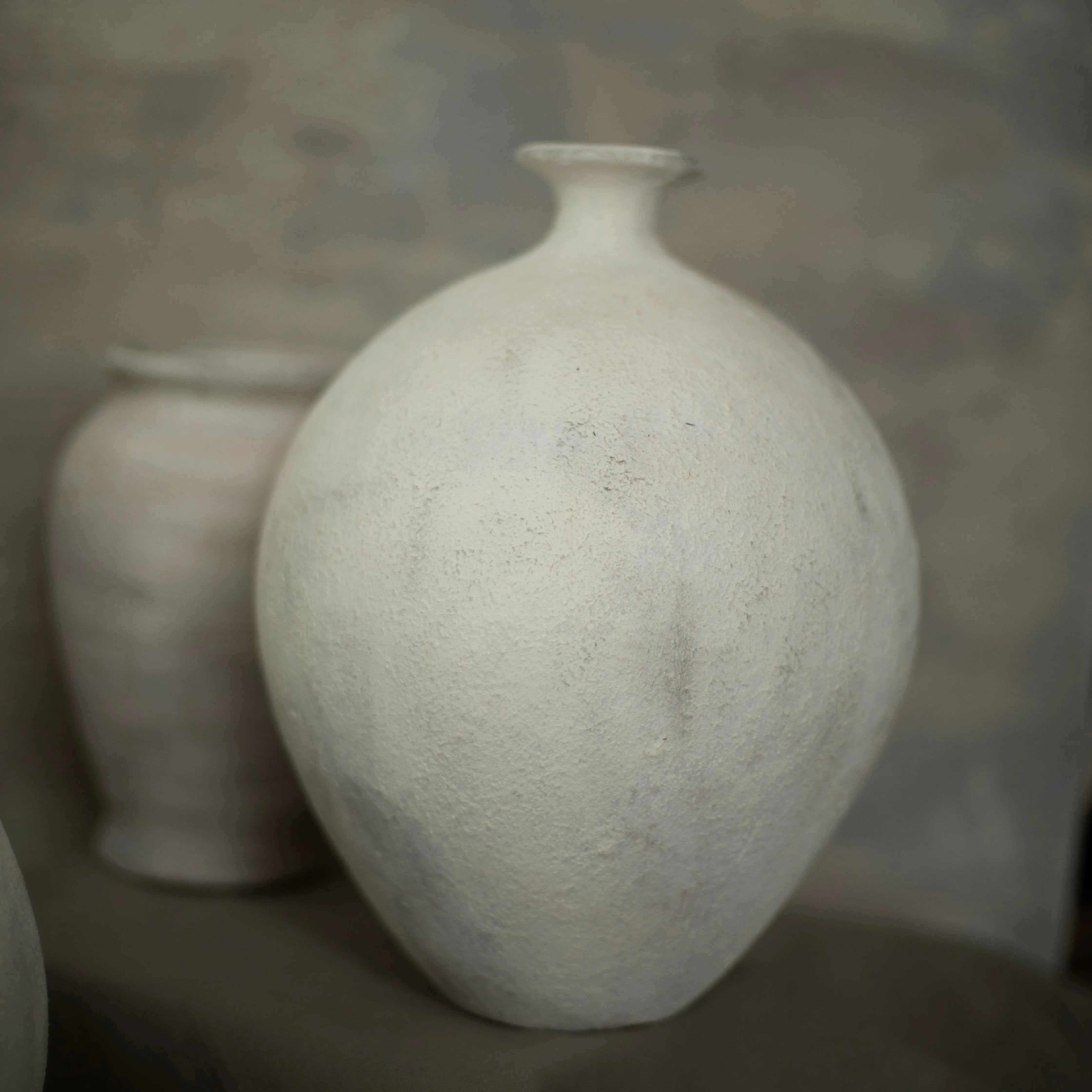 Boho Collection Desert Relic Handmade Large Decorative Vase Off White Sand Stone Clay Ceramic Boho Collection