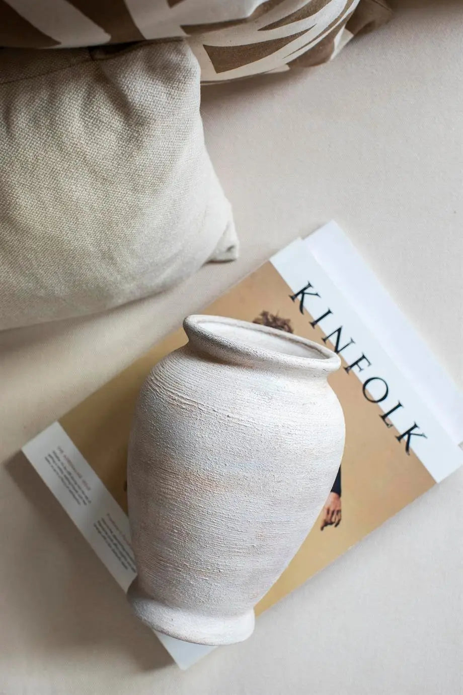 Bohemya Bloom Handmade Clay Whisper Ceramic Vase in Chalky Beige Boho Collection