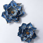Handmade Celestia Blue Lotus Bloom Duo with Antique Gold Accents Dea'rt İstanbul