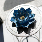 Handmade Celestia Blue Lotus Bloom Duo with Antique Gold Accents Dea'rt İstanbul