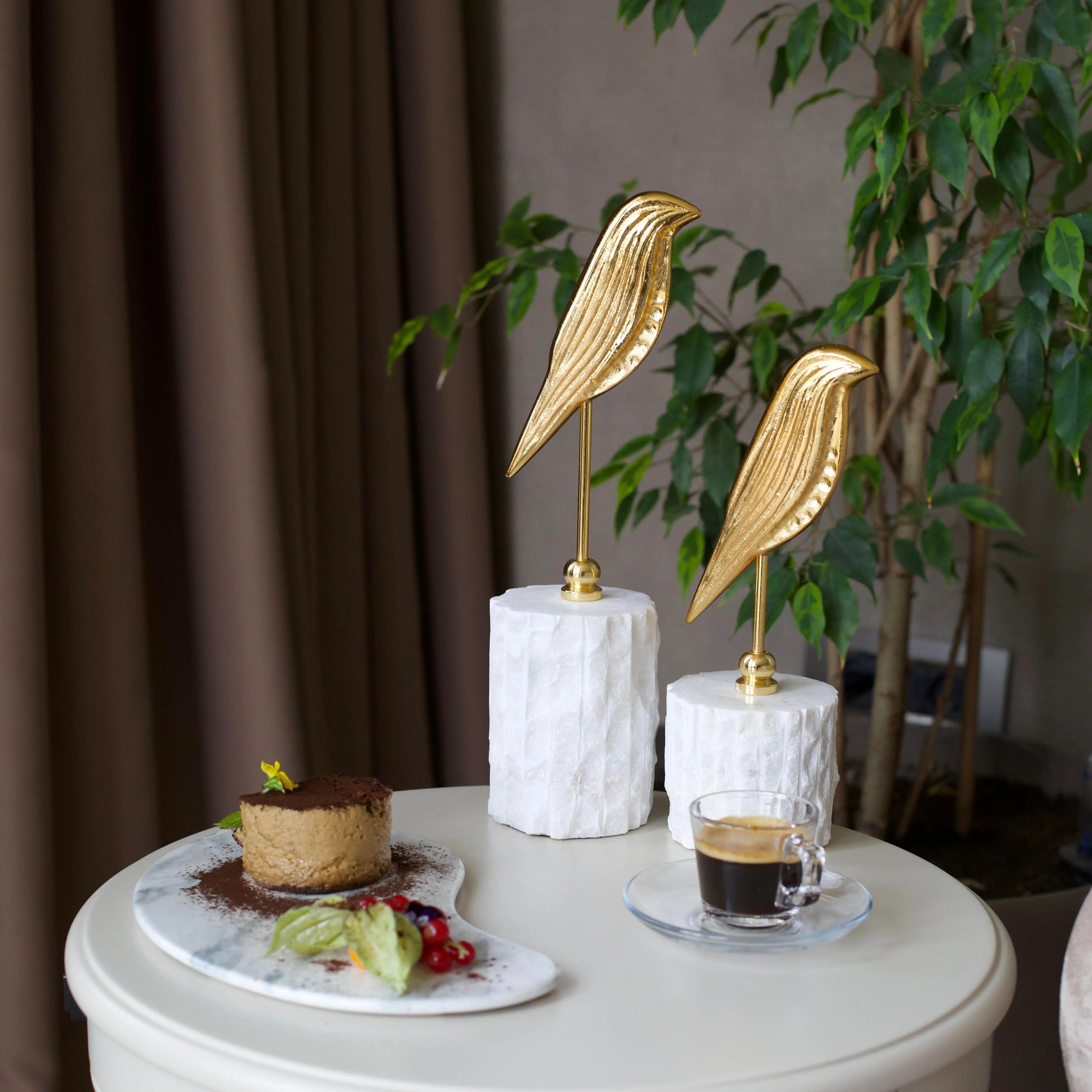 Celestia Marble Perch Bird Duo Sculpture Dea'rt İstanbul