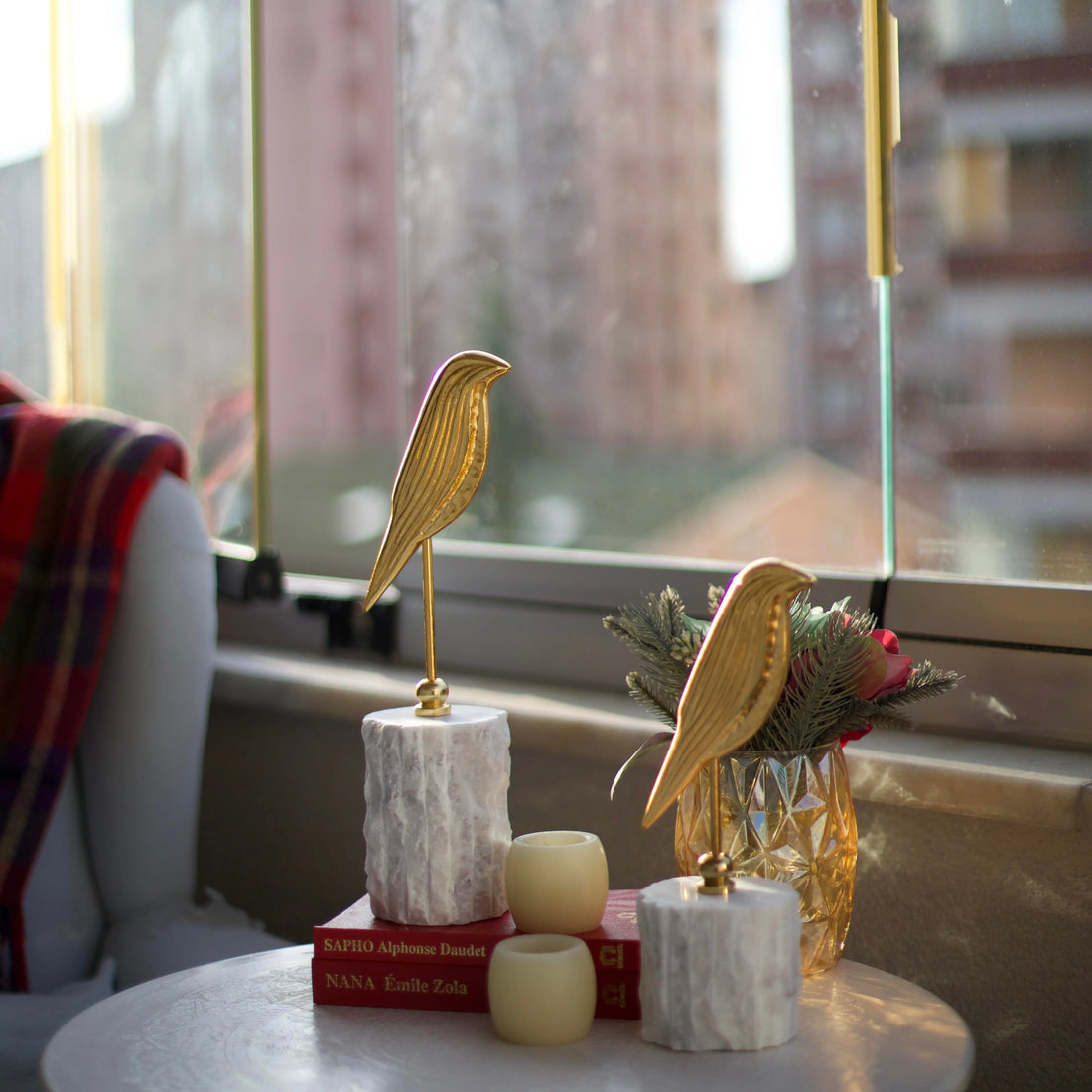 Celestia Marble Perch Bird Duo Sculpture Dea'rt İstanbul