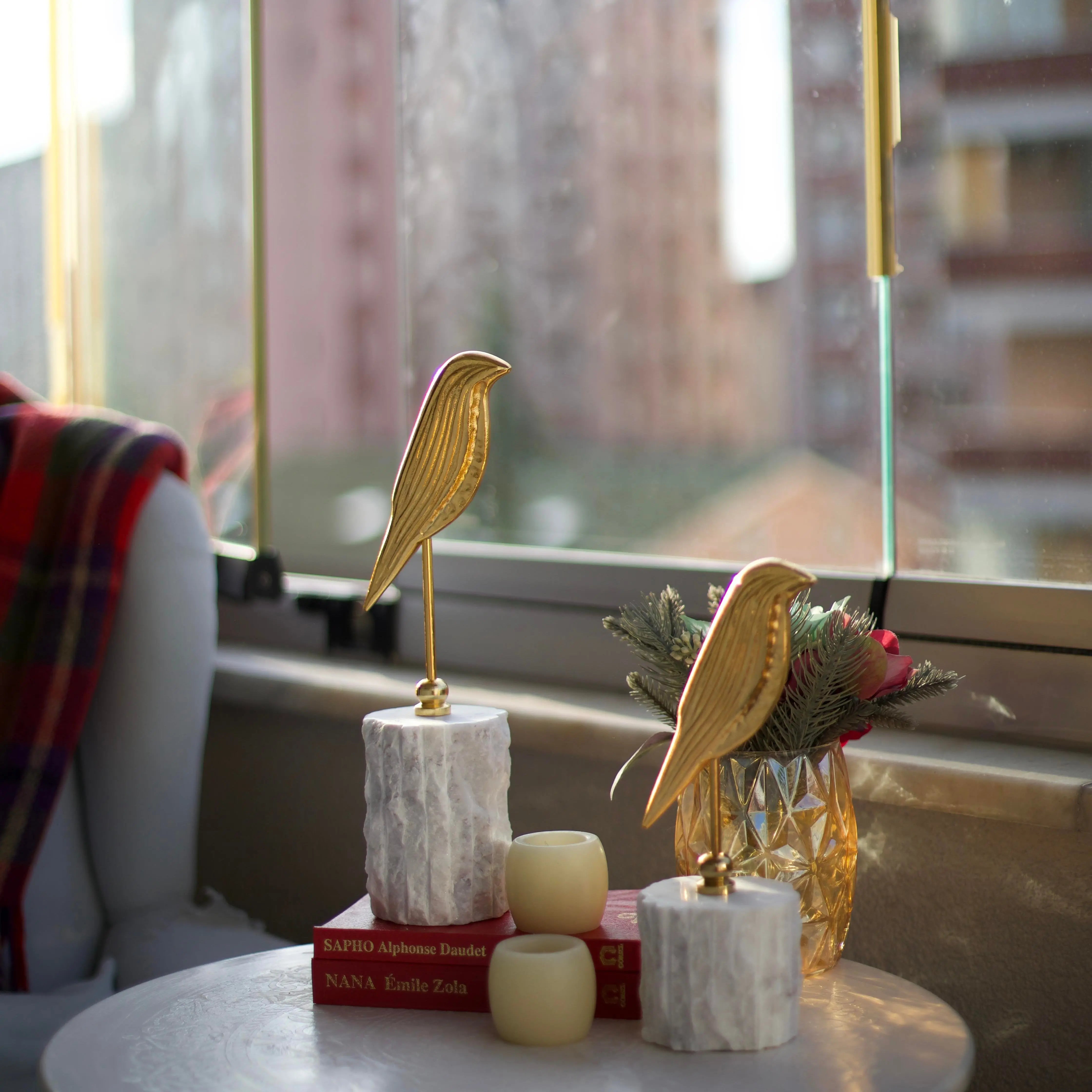 Celestia Marble Perch Bird Duo Sculpture Dea'rt İstanbul