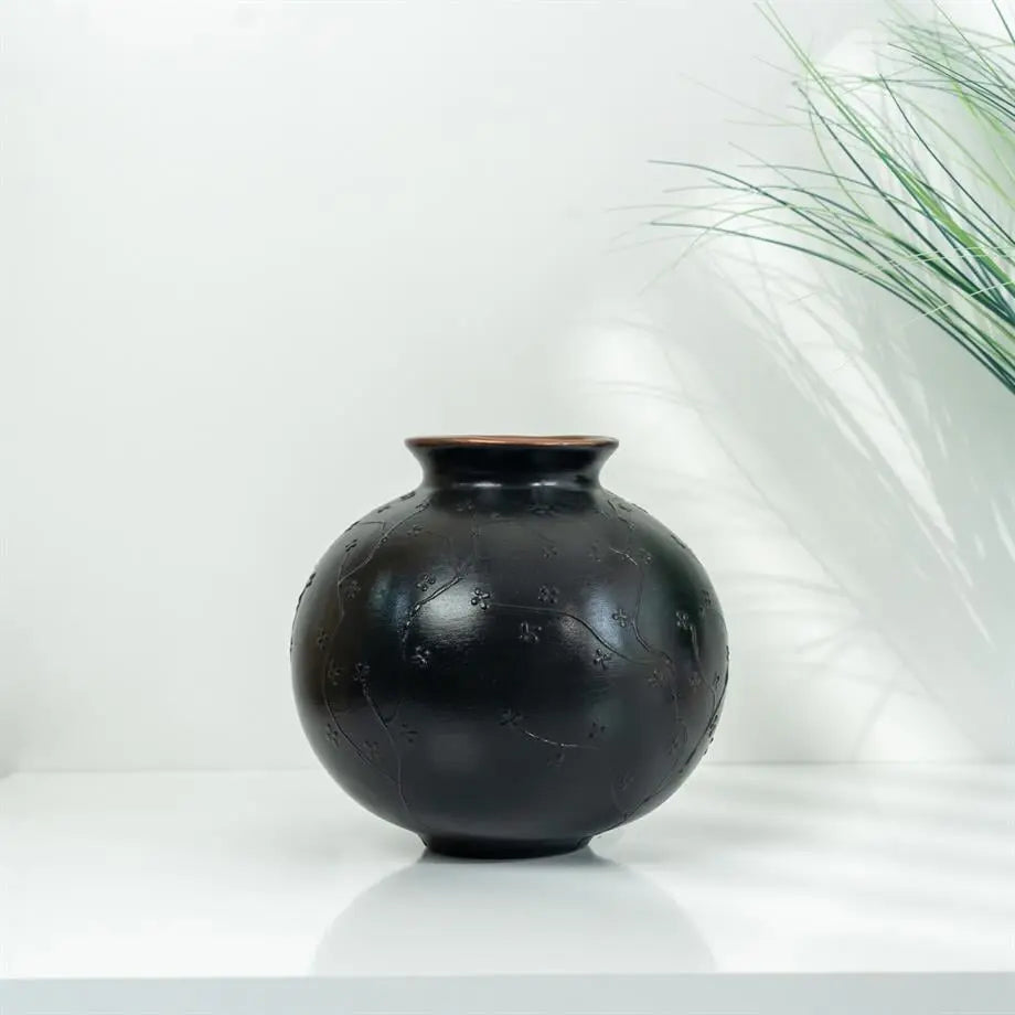 Bakırdan Collection Aura Dual Globe Sculptural Vase Set Matte Black with Copper Interior Bakırdan Collection