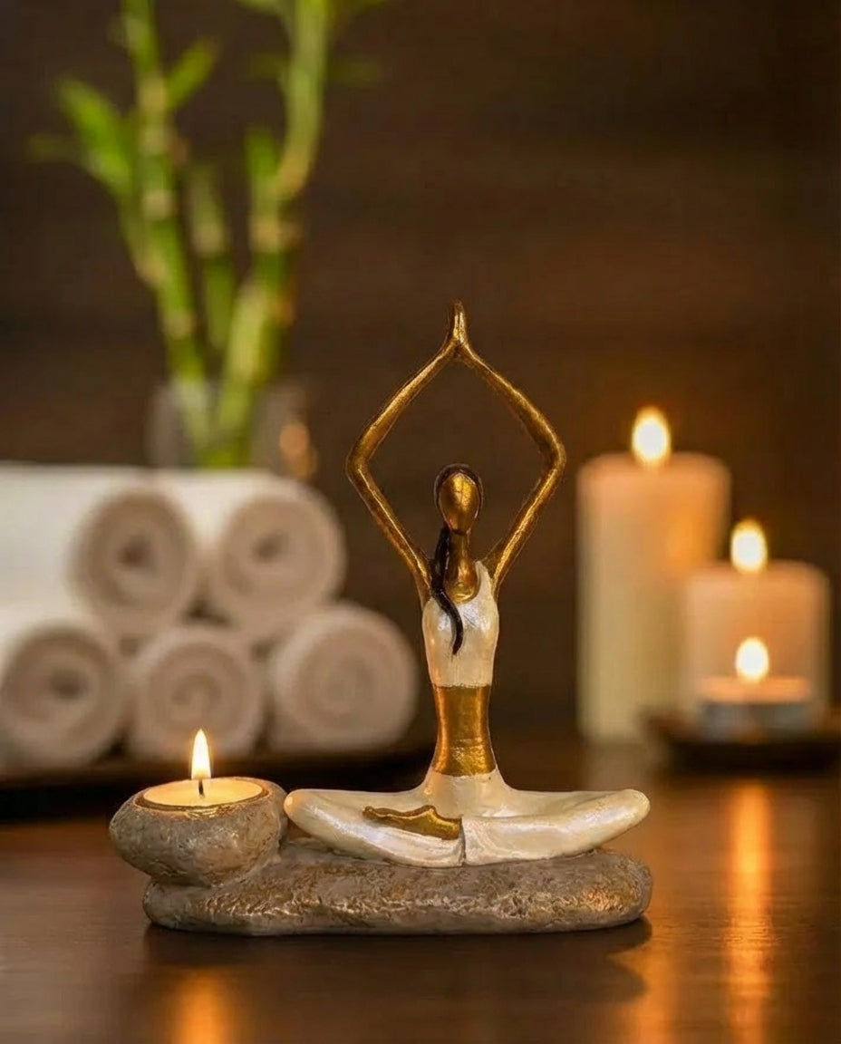 Taç Çakra Yogacı Kız Mumluk El Yapımı Polyester Beyaz 22 cm Dea'rt İstanbul