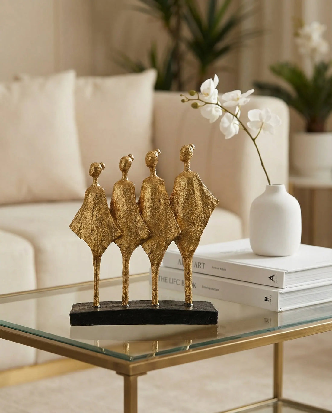 Denge Dörtlü Soyut Figür El Yapımı Polyester Dekoratif Obje Altın Siyah 30cm Dea'rt İstanbul