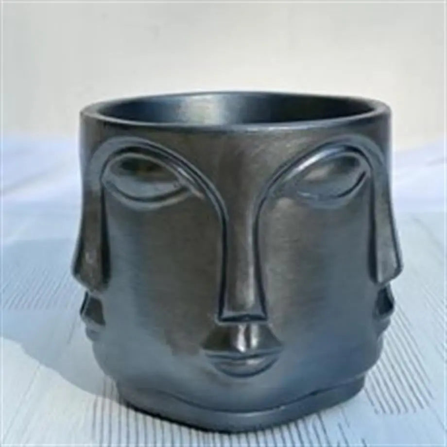 Adler Mini Anthracite Sculptural Face Planter Decorative Polyester Succulent and Flower Pot Dea'rt İstanbul