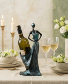 Female Figurine Sculptural Wine Holder Hand Painted Decorative Polyester 4 Colors Dea'rt İstanbul