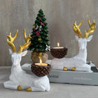 Handmade Artistic Gold Detail Reindeer Candleholder Duo Christmas New Year Winter Decor Dea'rt İstanbul