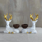 Handmade Artistic Gold Detail Reindeer Candleholder Duo Christmas New Year Winter Decor Dea'rt İstanbul
