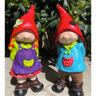 Large Garden Gnome Girl and Boy Set Hand Painted Decorative Polyester 2 Piece Dea'rt İstanbul