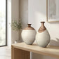 Boho Collection Copper Crest Handmade Large Decorative Vase Off White Sand Clay Copper Ceramic Boho Collection