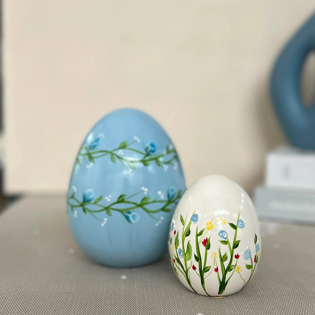 Hanami Blossom Ceramic Spring Egg Duo Sculpture Set Dea'rt İstanbul
