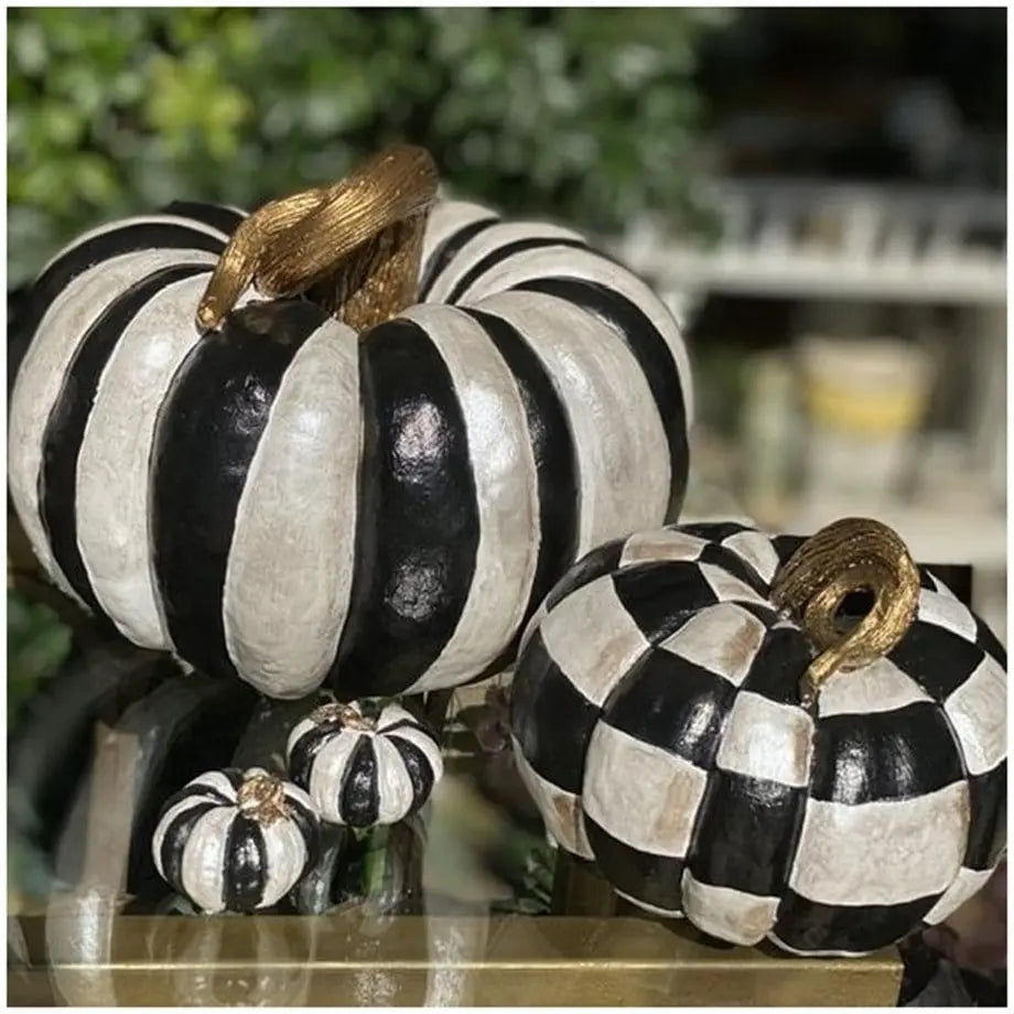 Harlequin Harvest Decorative Pumpkin Sculpture Set Black Cream Dea'rt İstanbul