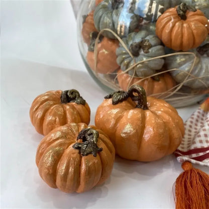 Harvest Balkabağı Seti Polyester El Yapımı Gri Turuncu Set 18cm Dea'rt İstanbul