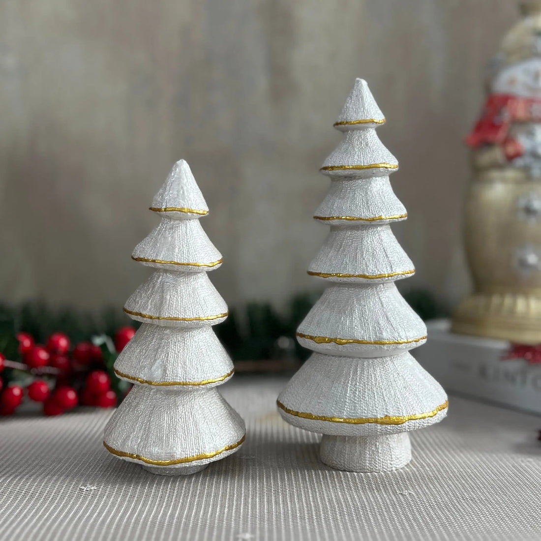 Lunara Ivory Tiered Pines Dual Holiday Sculpture Set Dea'rt İstanbul
