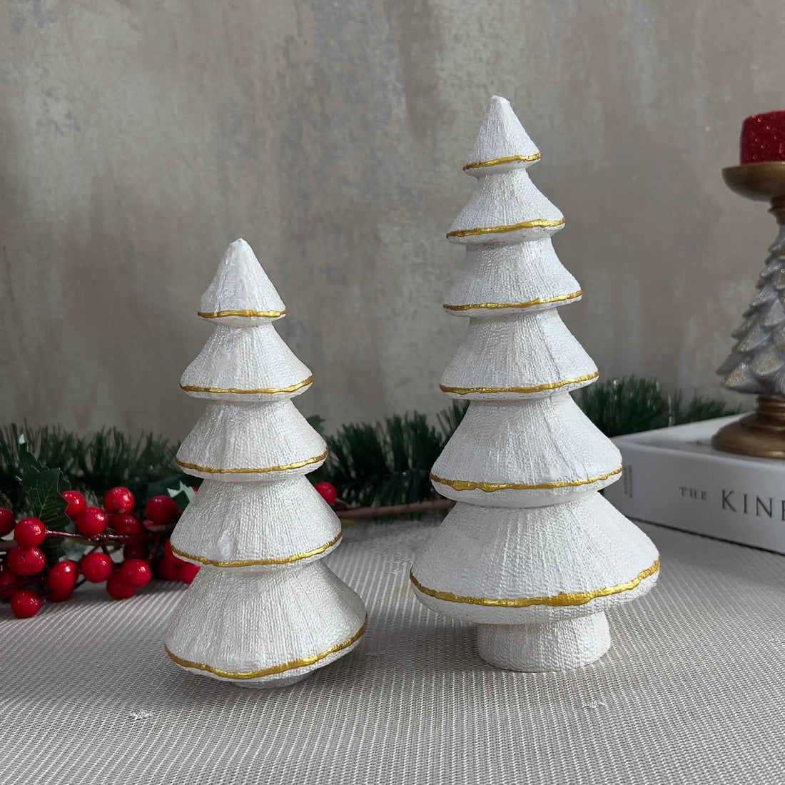 Lunara Ivory Tiered Pines Dual Holiday Sculpture Set Dea'rt İstanbul