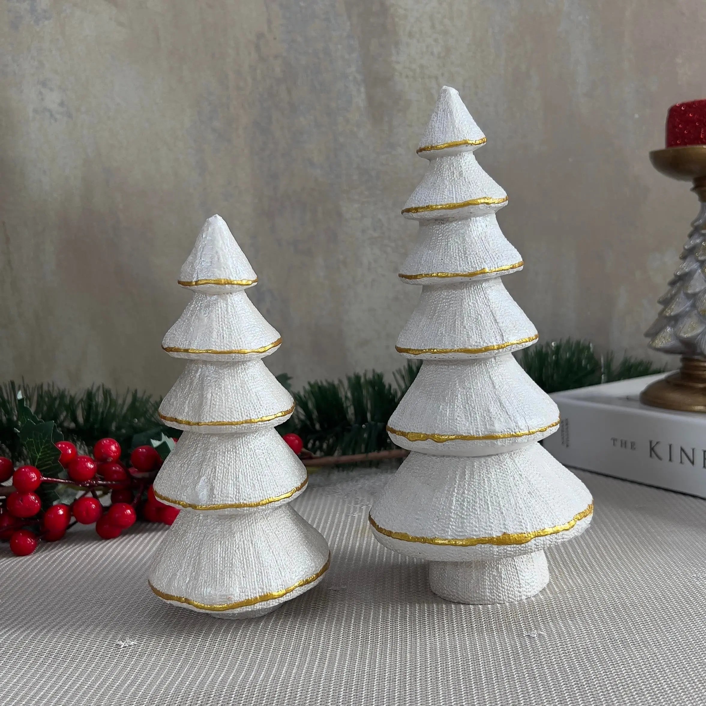 Lunara Ivory Tiered Pines Dual Holiday Sculpture Set Dea'rt İstanbul