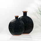 Bakırdan Collection Eclipse Copper Embossed Vase Duo Matte Black Handmade Ceramic Bakırdan Collection