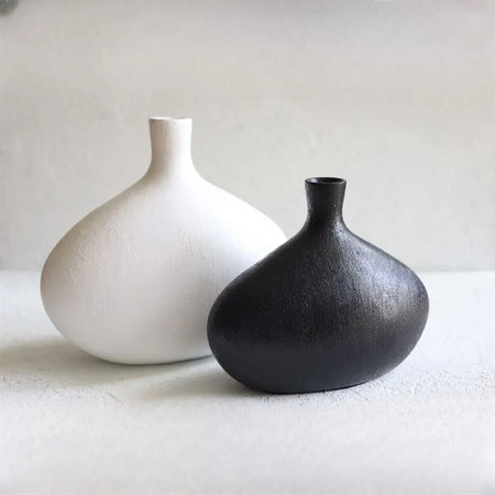 Minimal Collection Black and White Sculptural Vase Duo Handmade Ceramic Minimal Collection