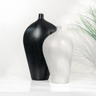 Minimal Collection Modern Sculptural Vase Pair Matte Black and White Handmade Ceramic Minimal Collection