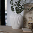 Moderna Bianco Handmade Fluted Large Vase Pure White Ceramic Moderna Collection