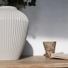 Moderna Bianco Handmade Fluted Large Vase Pure White Ceramic Moderna Collection