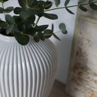 Moderna Bianco Handmade Fluted Large Vase Pure White Ceramic Moderna Collection