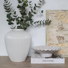 Moderna Bianco Handmade Fluted Petite Vase Pure White Ceramic Moderna Collection