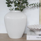 Moderna Bianco Handmade Fluted Petite Vase Pure White Ceramic Moderna Collection