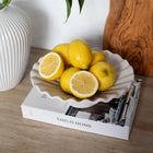 Moderna Hera Handmade Design Ripple Pedestal Plate Soft White Ceramic Moderna Collection