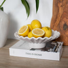 Moderna Hera Handmade Design Ripple Pedestal Plate Soft White Ceramic Moderna Collection