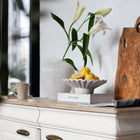 Moderna Hera Handmade Design Ripple Pedestal Plate Soft White Ceramic Moderna Collection