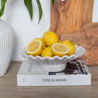 Moderna Hera Handmade Design Ripple Pedestal Plate Soft White Ceramic Moderna Collection